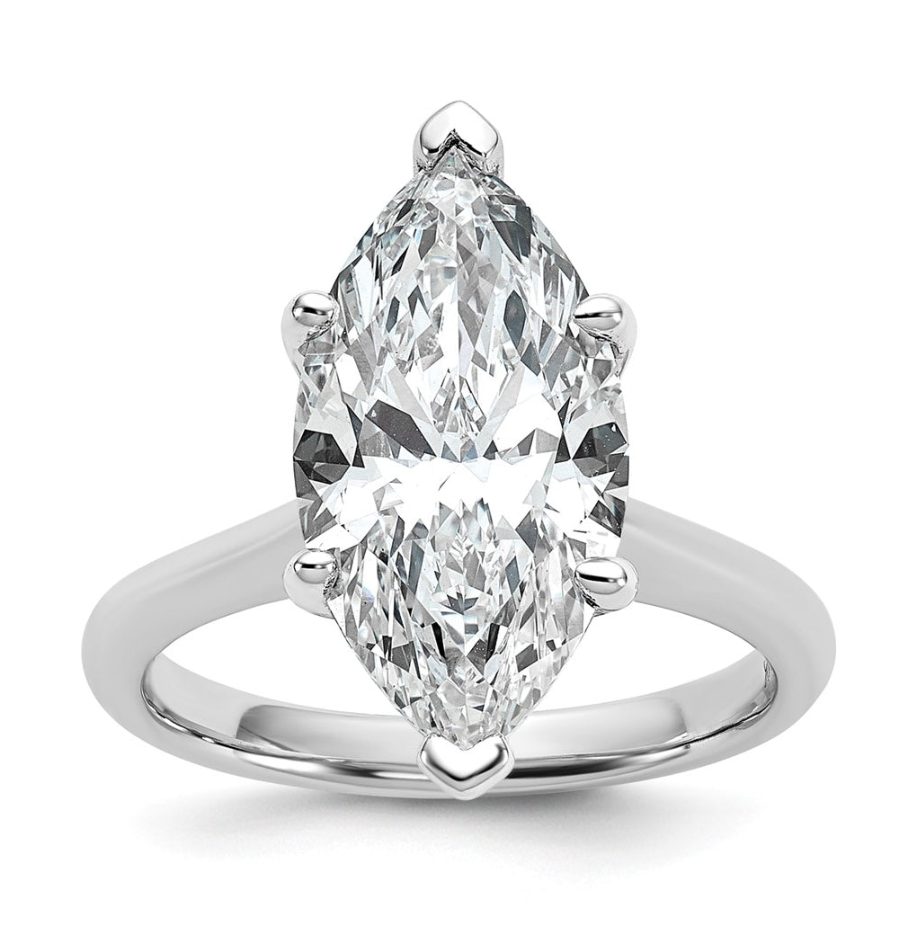 14k Two-Tone Gold 2ct Cert Lab Grown Diamond VS+ F+ Marquise 8X Complete Solitaire Ring Size 5 – Elegant Jewelry Gift for Birthday, Anniversary, Engagement, Wedding