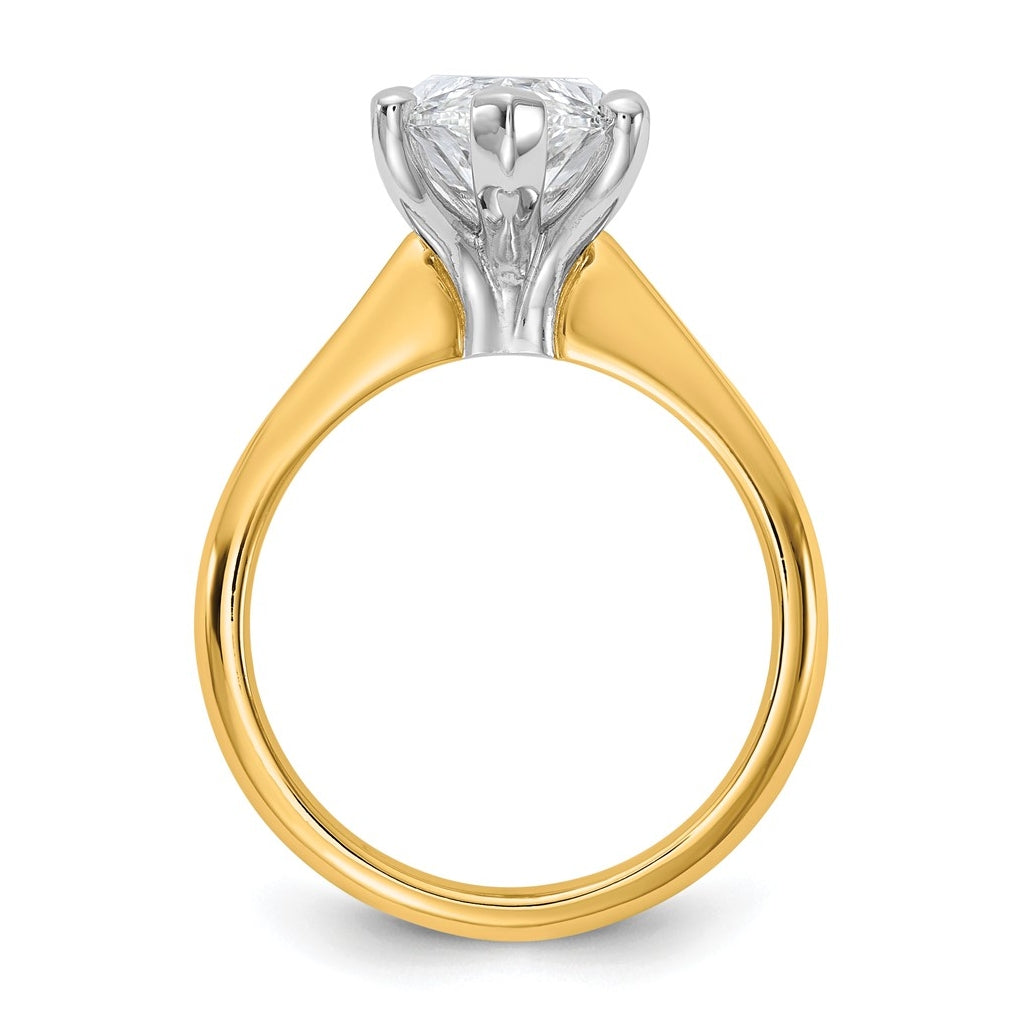 14k Two-Tone Gold 2ct Cert Lab Grown Diamond VS+ F+ Marquise 8X Complete Solitaire Ring Size 5 – Elegant Jewelry Gift for Birthday, Anniversary, Engagement, Wedding