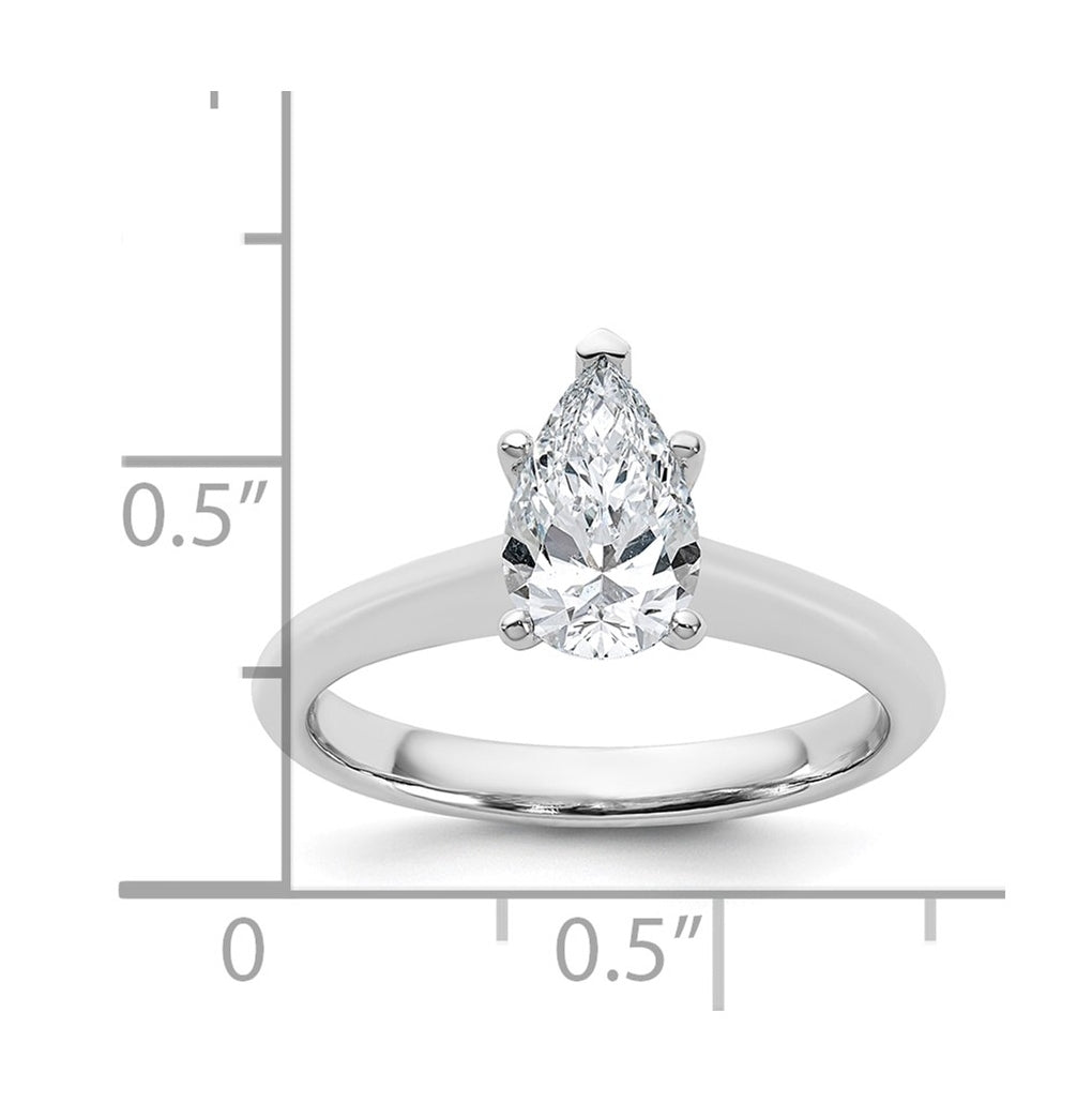 14k Two-Tone Gold 2ct Cert Lab Grown Diamond VS+ F+ Pear 8X Complete Solitaire Ring Size 5 – Elegant Jewelry Gift for Birthday, Anniversary, Engagement, Wedding