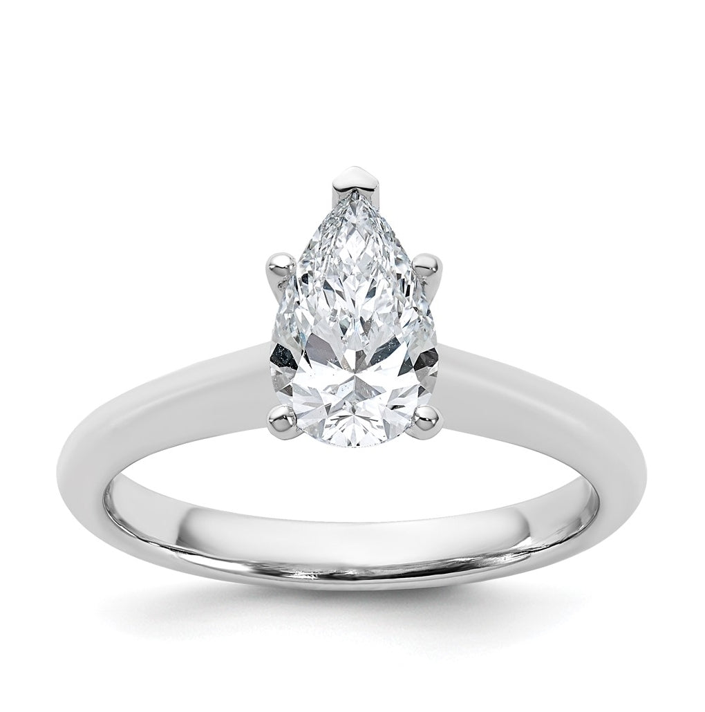 14k Two-Tone Gold 2ct Cert Lab Grown Diamond VS+ F+ Pear 8X Complete Solitaire Ring Size 5 – Elegant Jewelry Gift for Birthday, Anniversary, Engagement, Wedding