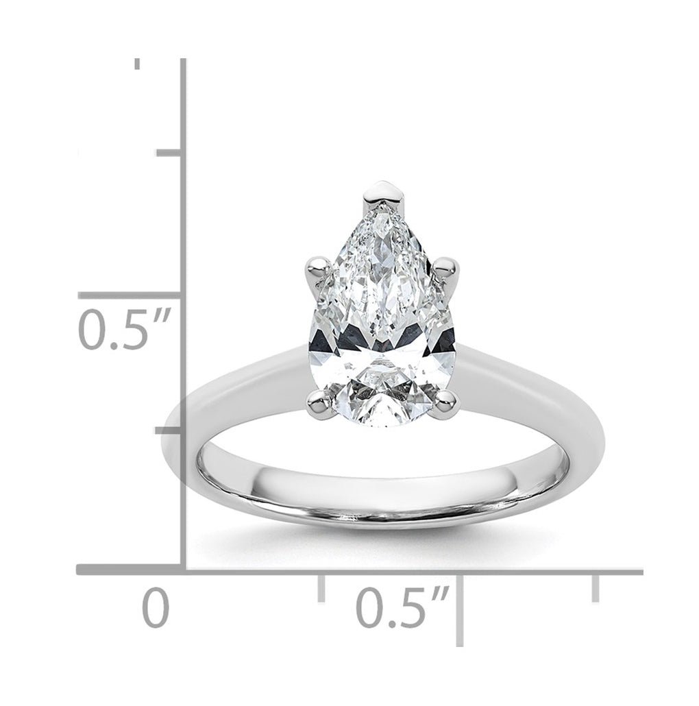 14k Two-Tone Gold 2ct Cert Lab Grown Diamond VS+ F+ Pear 8X Complete Solitaire Ring Size 5 – Elegant Jewelry Gift for Birthday, Anniversary, Engagement, Wedding