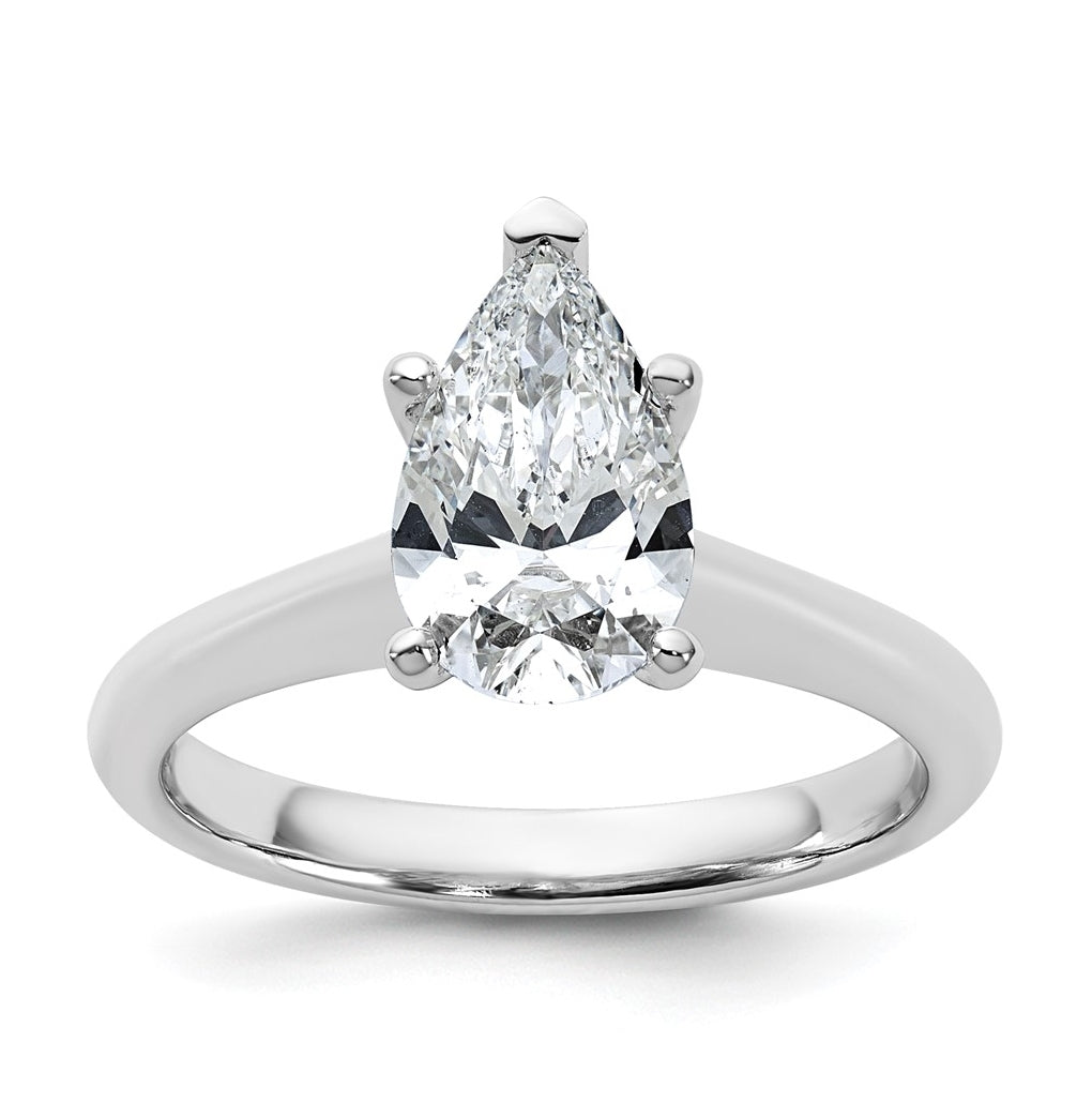 14k Two-Tone Gold 2ct Cert Lab Grown Diamond VS+ F+ Pear 8X Complete Solitaire Ring Size 5 – Elegant Jewelry Gift for Birthday, Anniversary, Engagement, Wedding