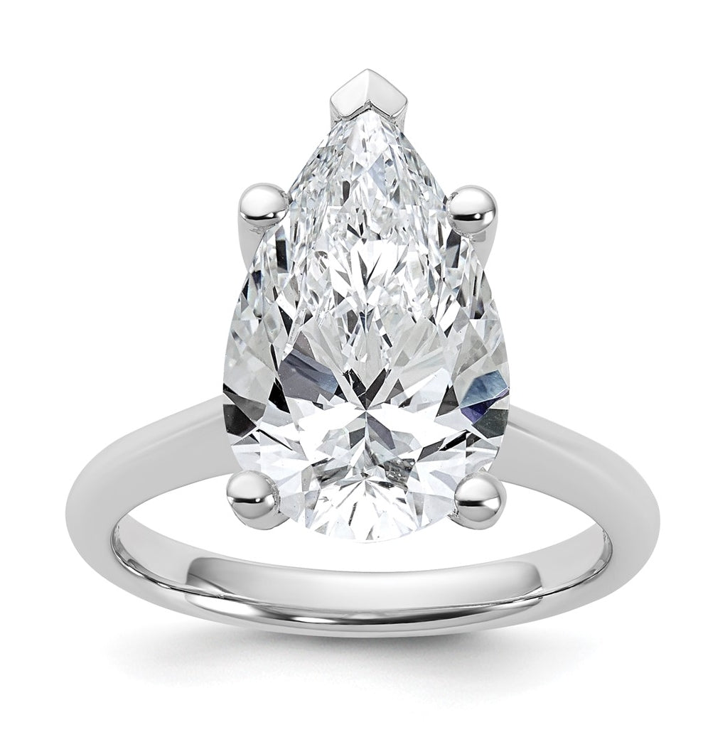 14k Two-Tone Gold 2ct Cert Lab Grown Diamond VS+ F+ Pear 8X Complete Solitaire Ring Size 5 – Elegant Jewelry Gift for Birthday, Anniversary, Engagement, Wedding