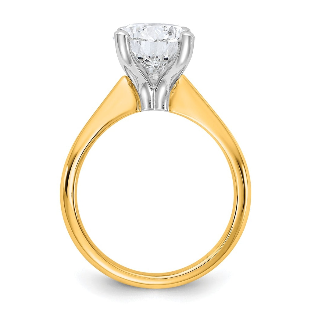 14k Two-Tone Gold 2ct Cert Lab Grown Diamond VS+ F+ Pear 8X Complete Solitaire Ring Size 5 – Elegant Jewelry Gift for Birthday, Anniversary, Engagement, Wedding