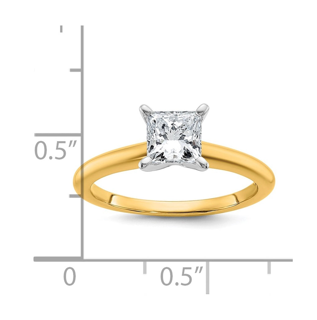 14k Two-Tone Gold 2ct Cert Lab Grown Diamond VS+ F+ Princess 8X Complete Solitaire Ring Size 5 – Elegant Jewelry Gift for Birthday, Anniversary, Engagement, Wedding