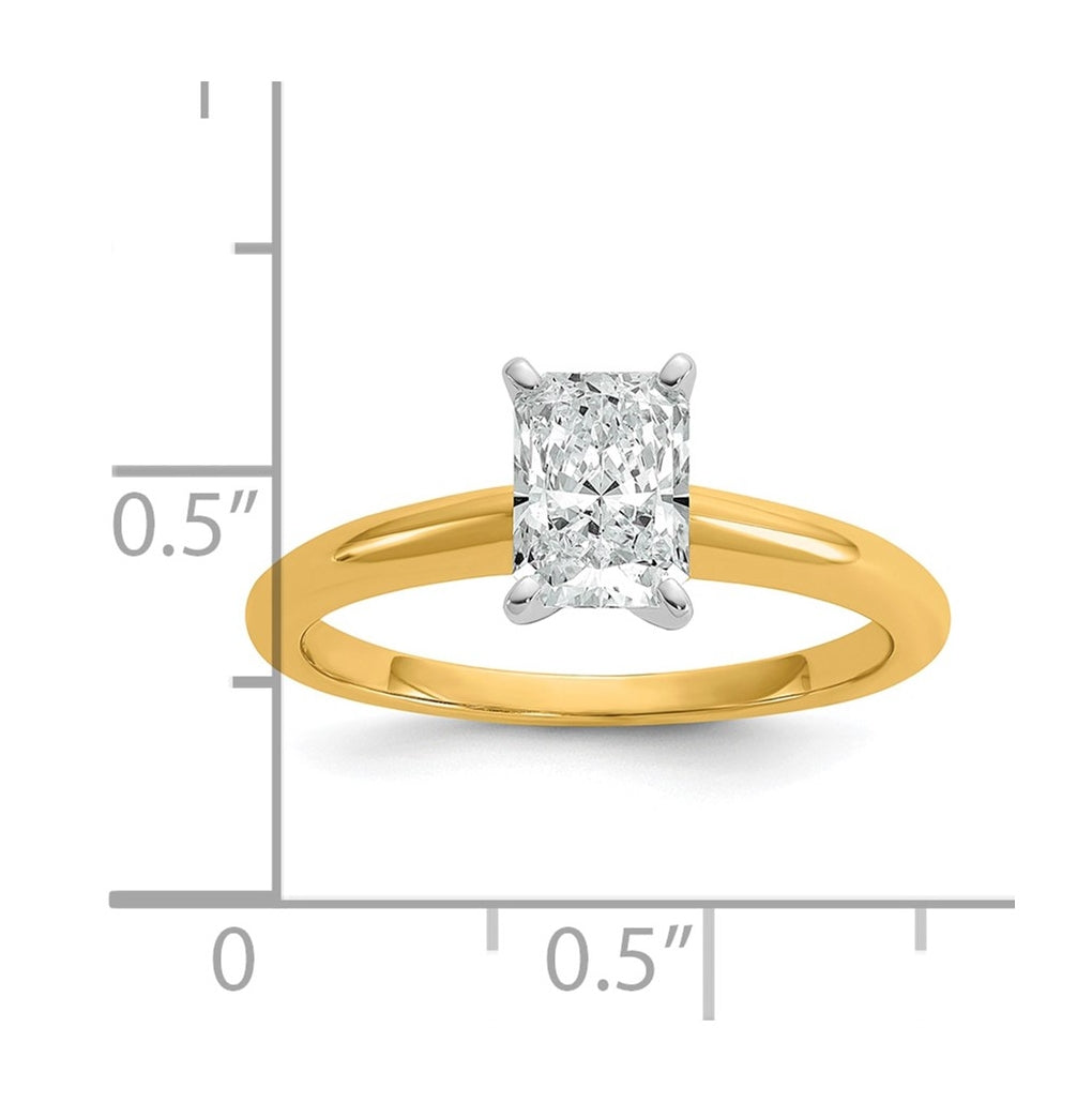 14k Two-Tone Gold 2ct Cert Lab Grown Diamond VS+ F+ Radiant 8X Complete Solitaire Ring Size 5 – Elegant Jewelry Gift for Birthday, Anniversary, Engagement, Wedding