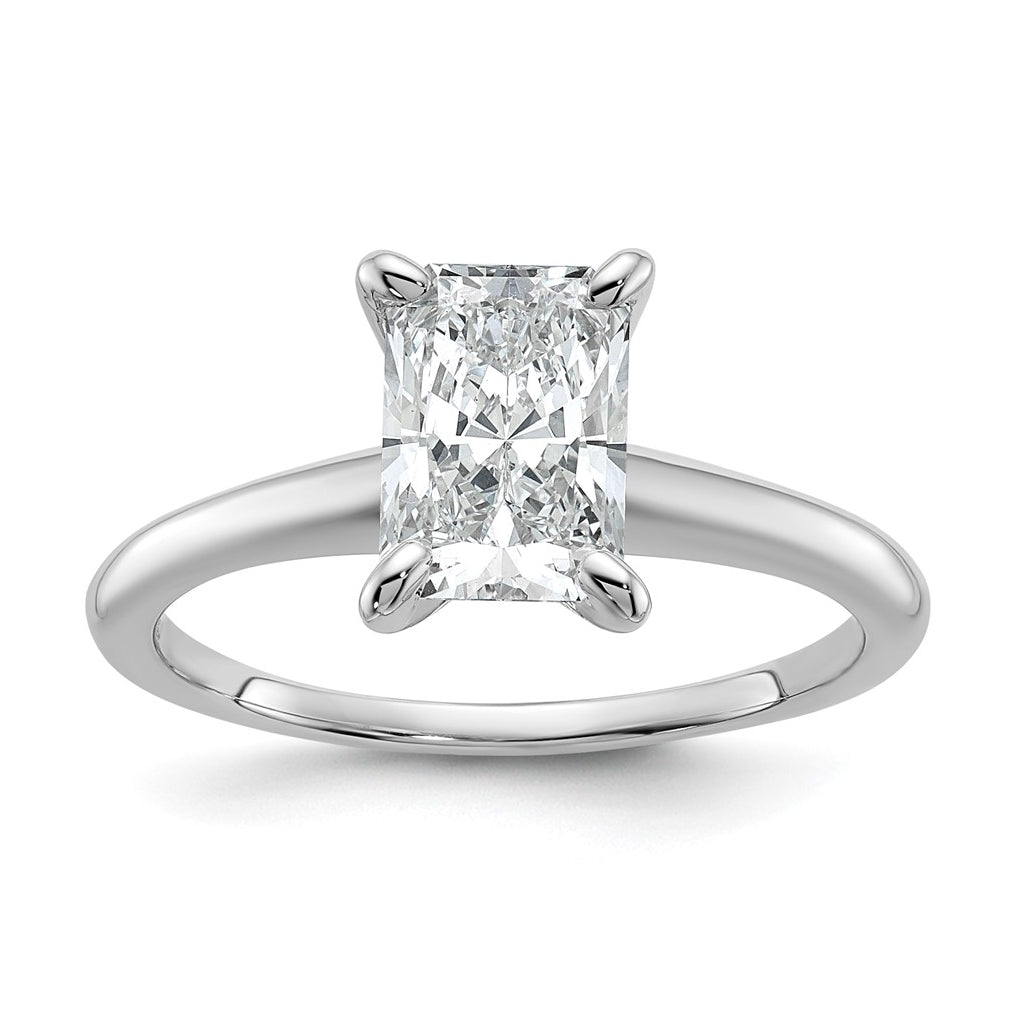 14k Two-Tone Gold 2ct Cert Lab Grown Diamond VS+ F+ Radiant 8X Complete Solitaire Ring Size 5 – Elegant Jewelry Gift for Birthday, Anniversary, Engagement, Wedding