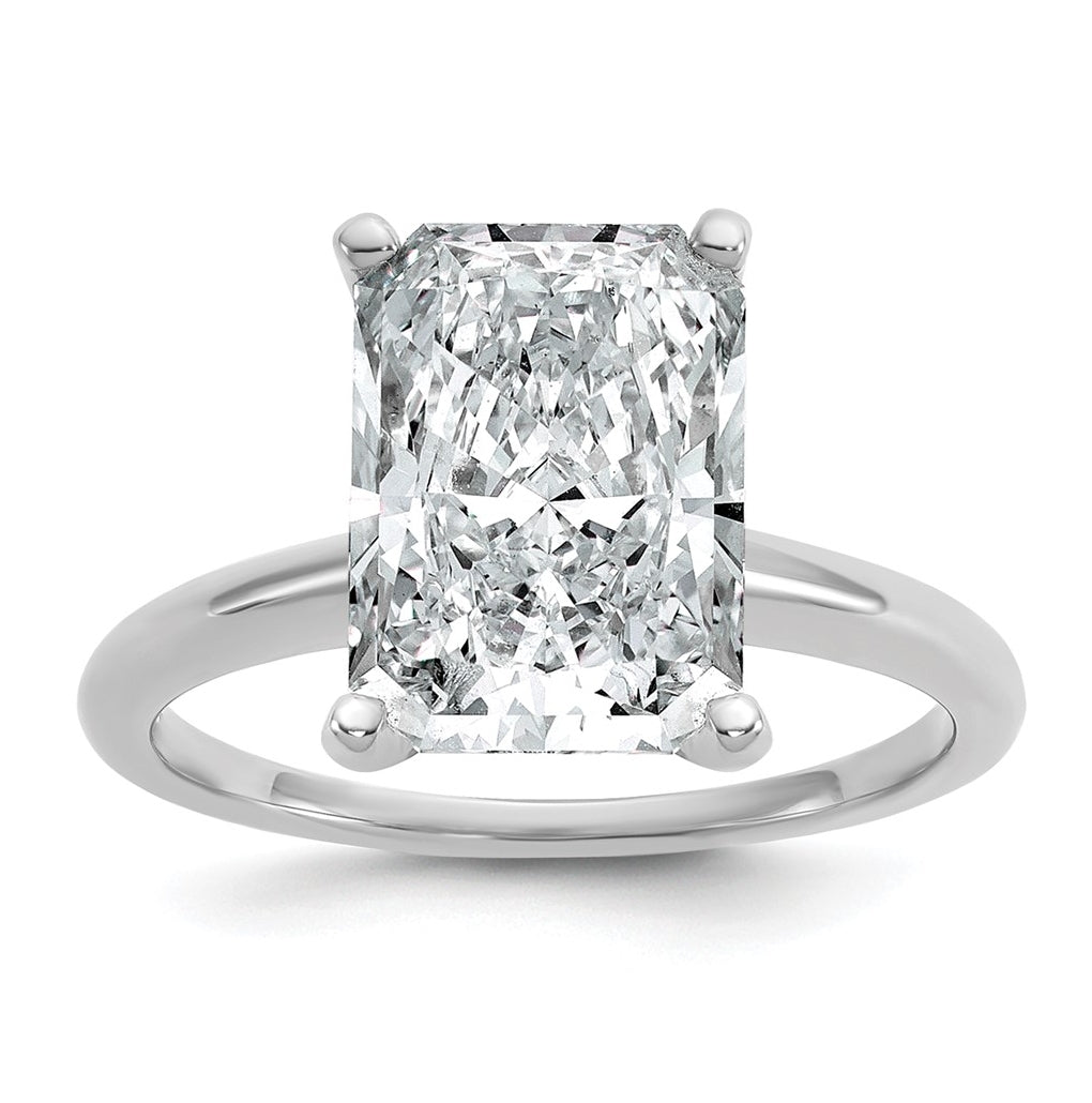14k Two-Tone Gold 2ct Cert Lab Grown Diamond VS+ F+ Radiant 8X Complete Solitaire Ring Size 5 – Elegant Jewelry Gift for Birthday, Anniversary, Engagement, Wedding