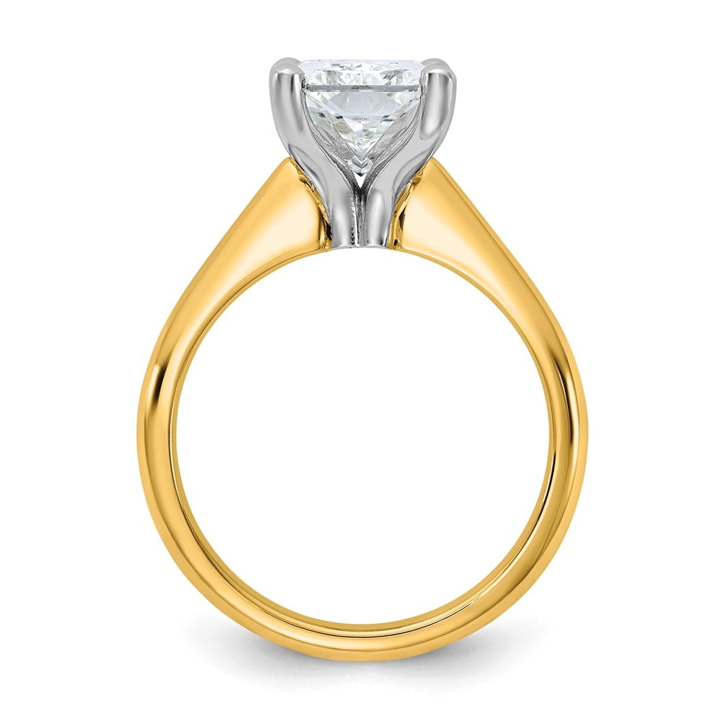 14k Two-Tone Gold 2ct Cert Lab Grown Diamond VS+ F+ Radiant 8X Complete Solitaire Ring Size 5 – Elegant Jewelry Gift for Birthday, Anniversary, Engagement, Wedding