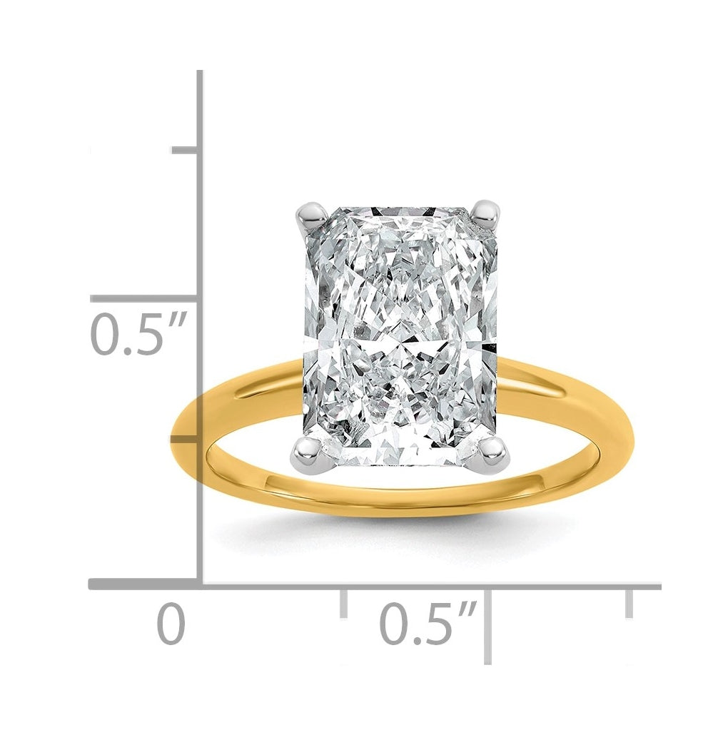 14k Two-Tone Gold 2ct Cert Lab Grown Diamond VS+ F+ Radiant 8X Complete Solitaire Ring Size 5 – Elegant Jewelry Gift for Birthday, Anniversary, Engagement, Wedding