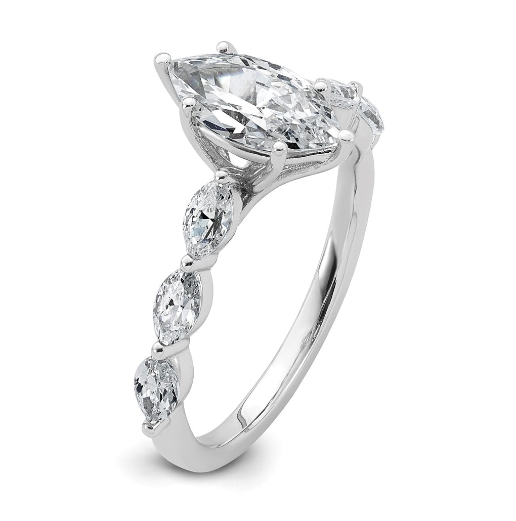 14K White Gold 1ct Marquise Lab Grown Diamond VS+ F+ Complete Engagement Ring – Elegant Jewelry Gift for Birthday, Anniversary, Engagement, Wedding