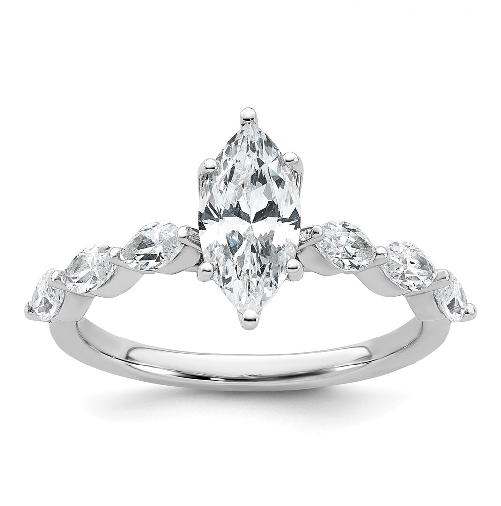 14K White Gold 1ct Marquise Lab Grown Diamond VS+ F+ Complete Engagement Ring – Elegant Jewelry Gift for Birthday, Anniversary, Engagement, Wedding