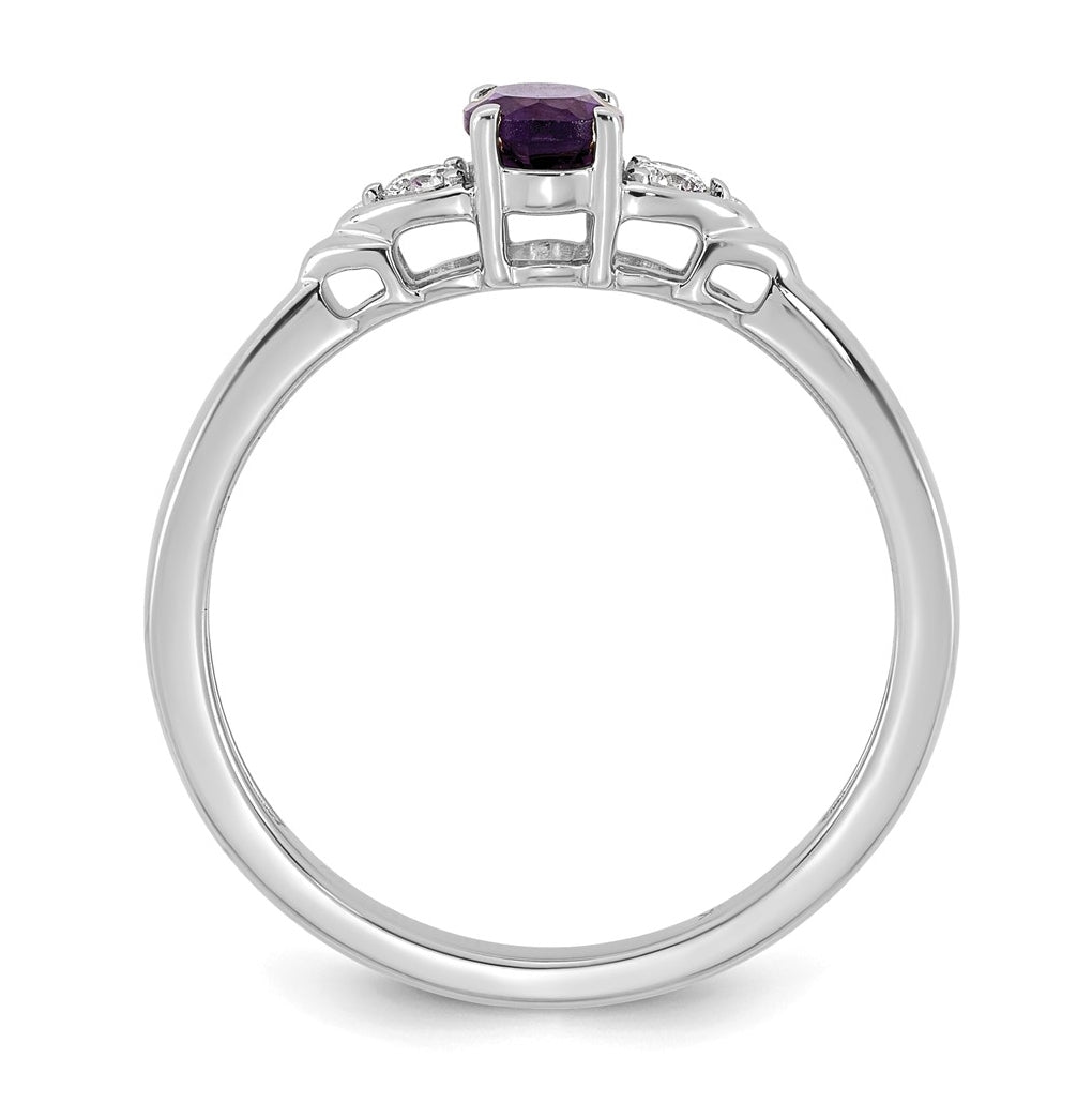 14K Yellow Gold Amethyst & 1/10 carat Lab Grown Diamond VS/SI+ G+ February Birthstone Complete Ring – Elegant Jewelry Gift for Birthday, Anniversary, Engagement, Wedding