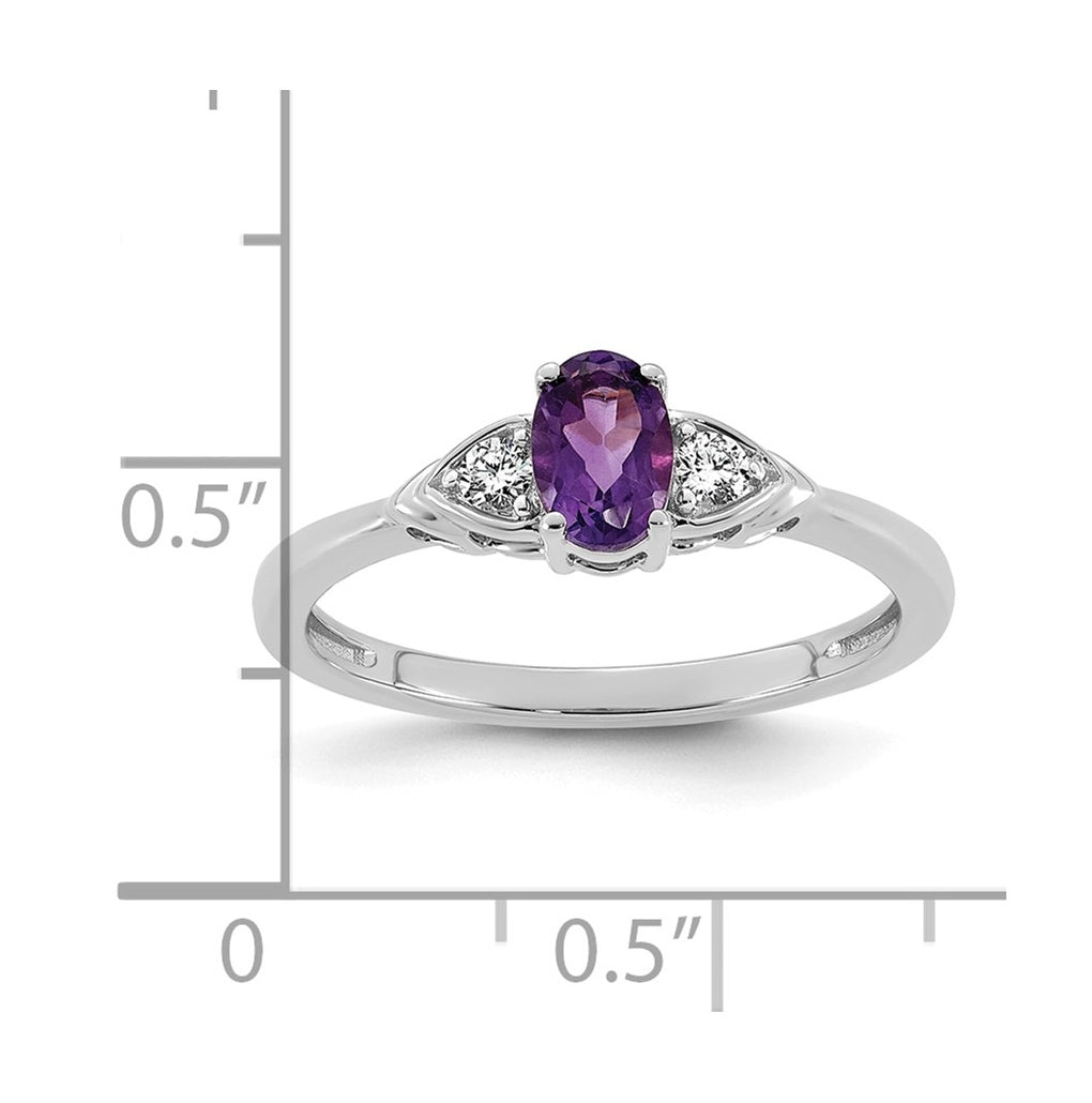 14K Yellow Gold Amethyst & 1/10 carat Lab Grown Diamond VS/SI+ G+ February Birthstone Complete Ring – Elegant Jewelry Gift for Birthday, Anniversary, Engagement, Wedding