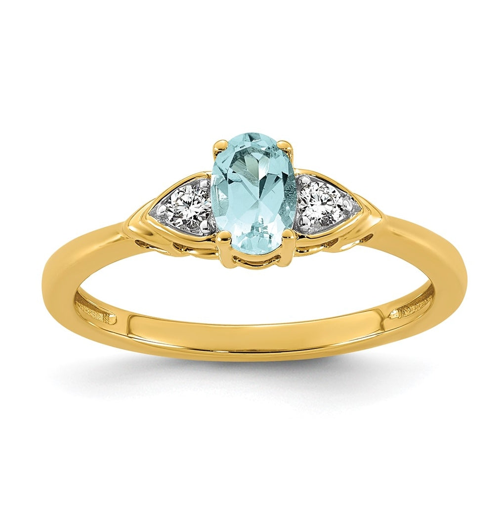 14K Yellow Gold Amethyst & 1/10 carat Lab Grown Diamond VS/SI+ G+ February Birthstone Complete Ring – Elegant Jewelry Gift for Birthday, Anniversary, Engagement, Wedding