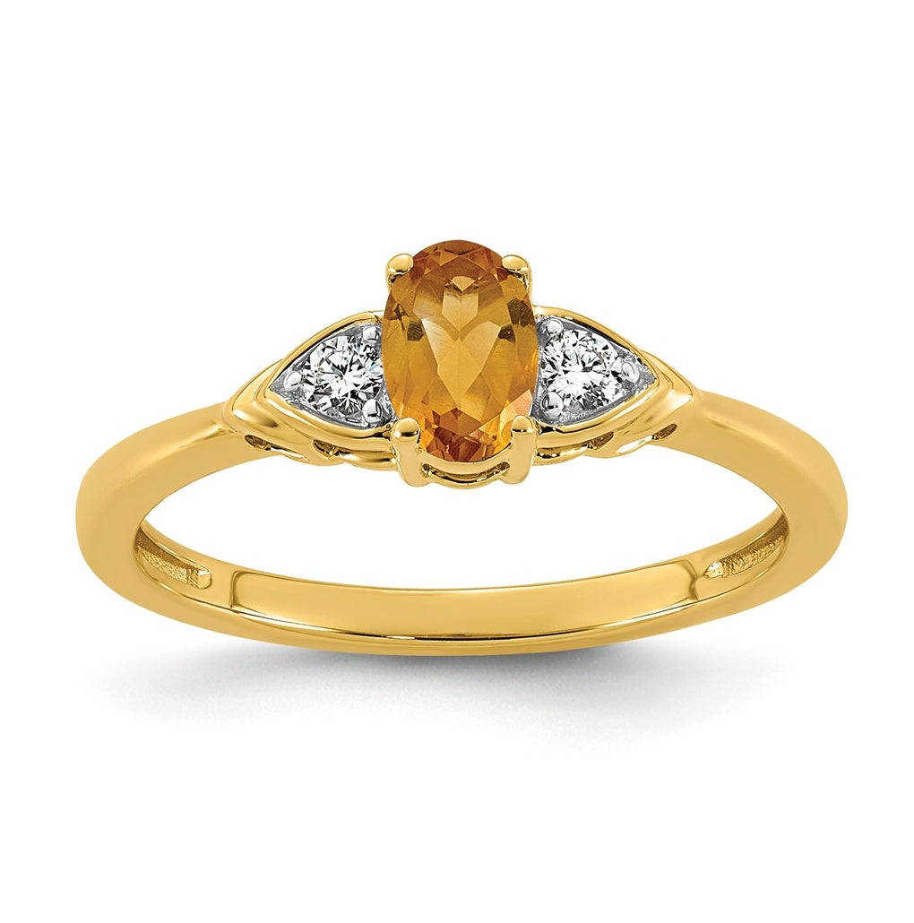 14K Yellow Gold Amethyst & 1/10 carat Lab Grown Diamond VS/SI+ G+ February Birthstone Complete Ring – Elegant Jewelry Gift for Birthday, Anniversary, Engagement, Wedding