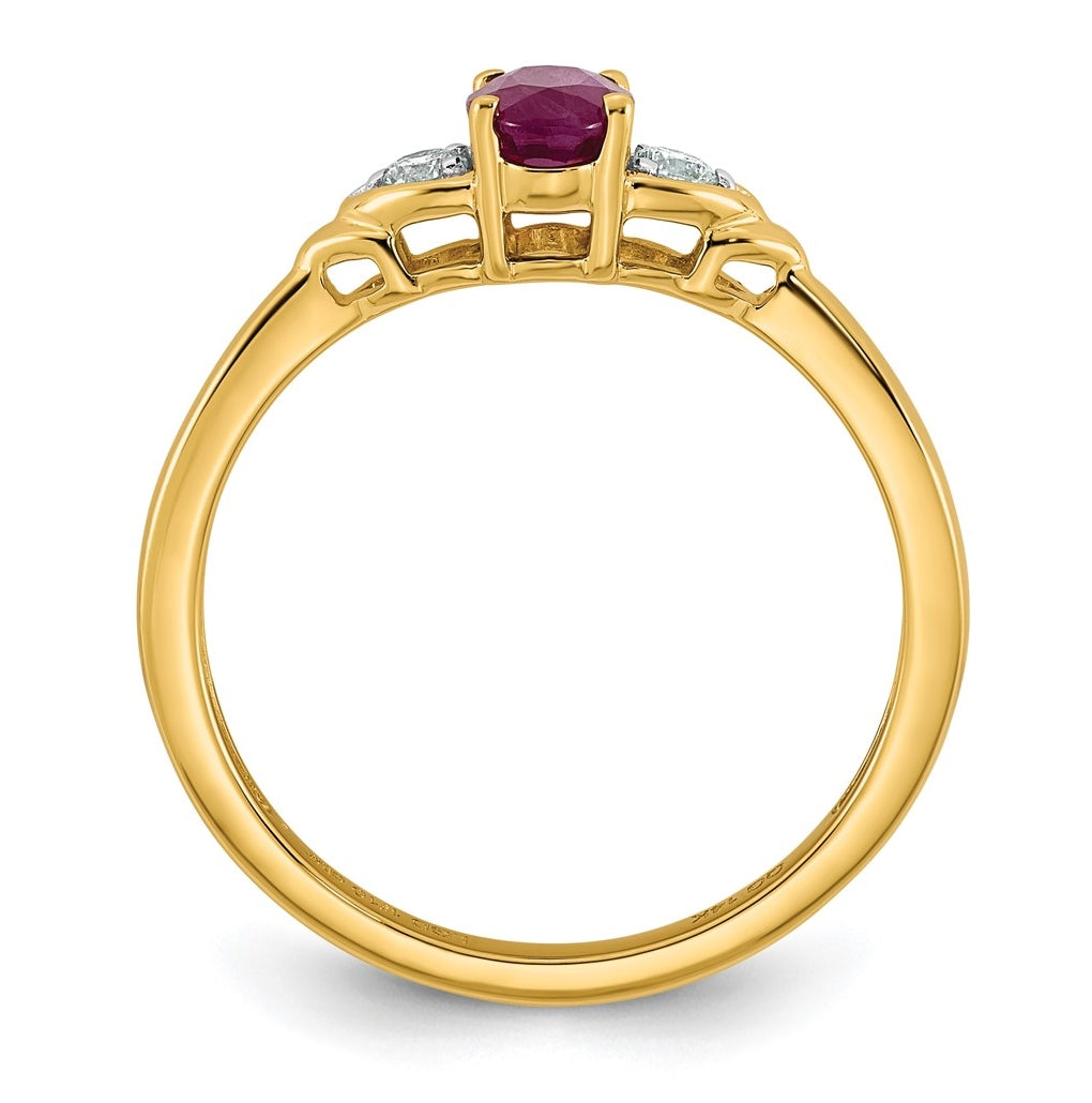 14K Yellow Gold Amethyst & 1/10 carat Lab Grown Diamond VS/SI+ G+ February Birthstone Complete Ring – Elegant Jewelry Gift for Birthday, Anniversary, Engagement, Wedding