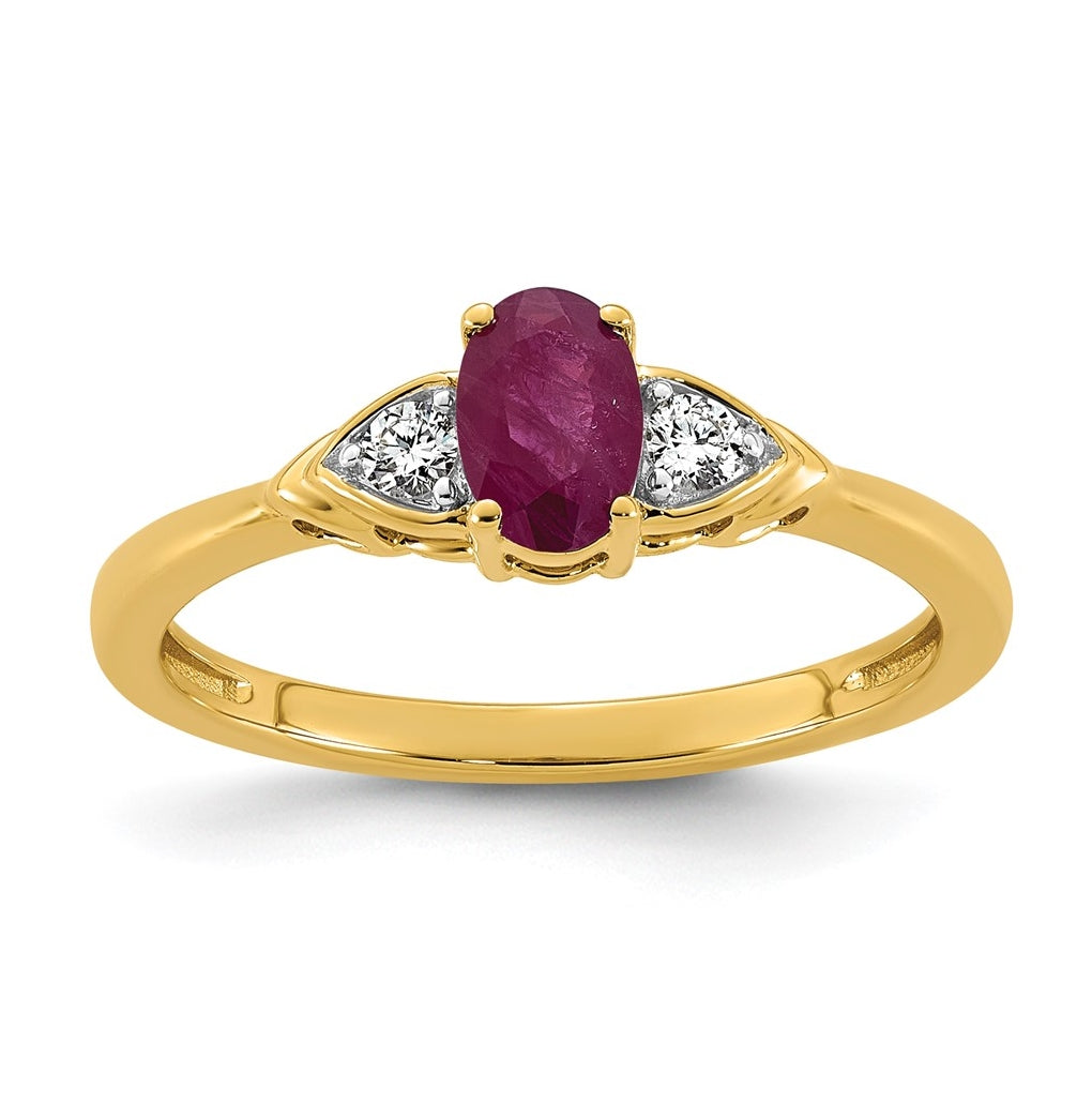 14K Yellow Gold Amethyst & 1/10 carat Lab Grown Diamond VS/SI+ G+ February Birthstone Complete Ring – Elegant Jewelry Gift for Birthday, Anniversary, Engagement, Wedding
