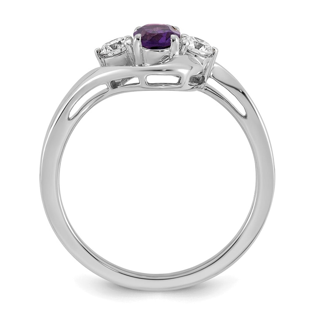 14K Yellow Gold Amethyst & 1/5 carat Lab Grown Diamond VS/SI+ G+ February Birthstone Complete Ring – Elegant Jewelry Gift for Birthday, Anniversary, Engagement, Wedding
