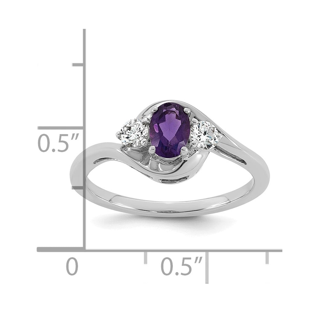 14K Yellow Gold Amethyst & 1/5 carat Lab Grown Diamond VS/SI+ G+ February Birthstone Complete Ring – Elegant Jewelry Gift for Birthday, Anniversary, Engagement, Wedding