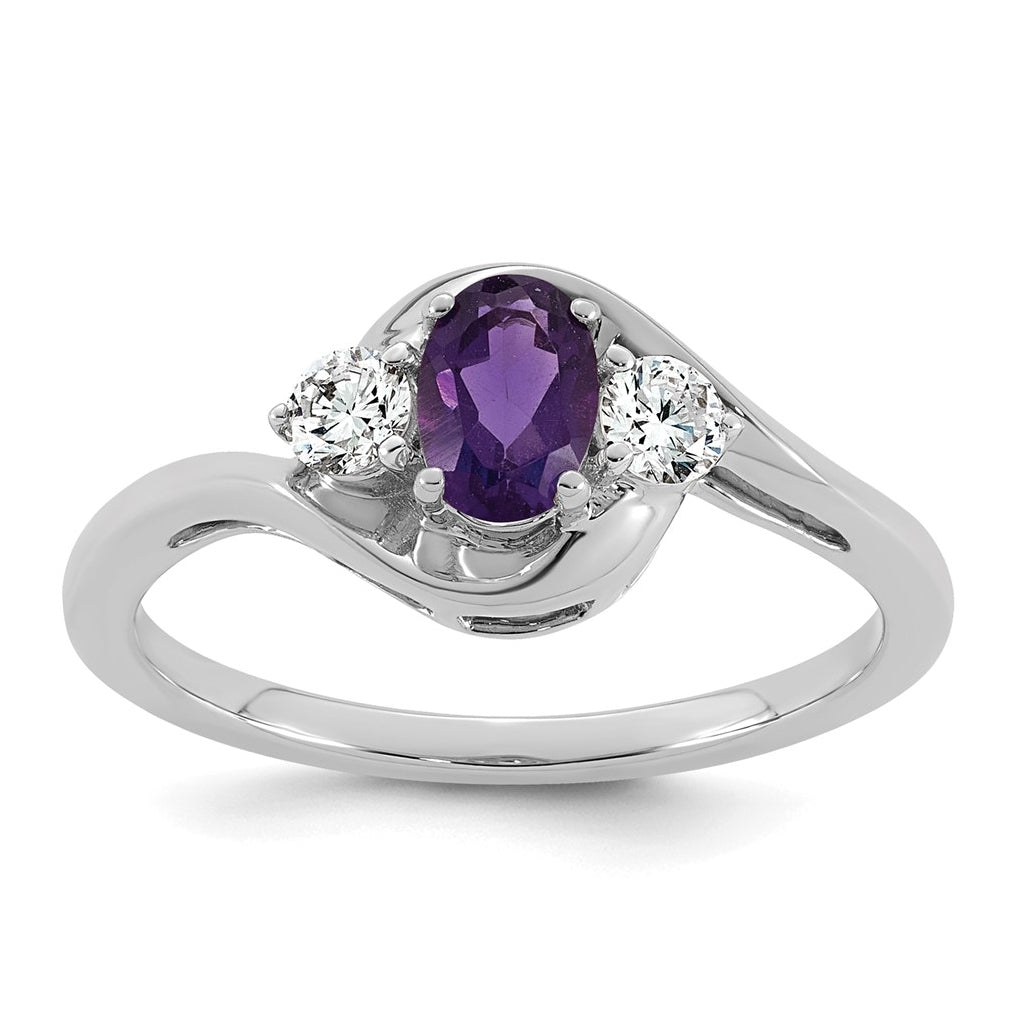 14K Yellow Gold Amethyst & 1/5 carat Lab Grown Diamond VS/SI+ G+ February Birthstone Complete Ring – Elegant Jewelry Gift for Birthday, Anniversary, Engagement, Wedding