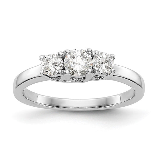 10k White Gold 1/2 ct Lab Grown Diamond VS/SI+ G+ Complete 3 Stone Engagement Ring Size 5 – Elegant Jewelry Gift for Birthday, Anniversary, Engagement, Wedding