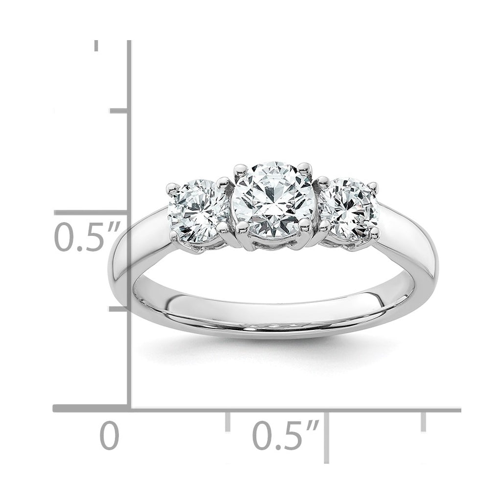 10K Yellow Gold 3/4ct Lab Grown Diamond VS+ F+ Round Complete 3 Stone Engagement Ring Size 5 – Elegant Jewelry Gift for Birthday, Anniversary, Engagement, Wedding