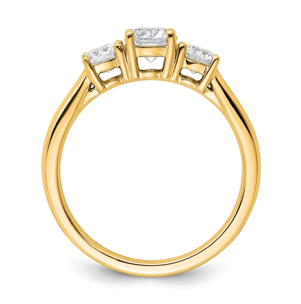 10K Yellow Gold 3/4ct Lab Grown Diamond VS+ F+ Round Complete 3 Stone Engagement Ring Size 5 – Elegant Jewelry Gift for Birthday, Anniversary, Engagement, Wedding