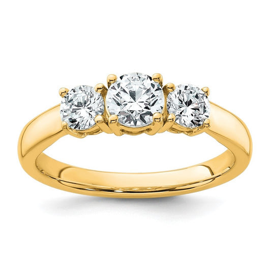 10K Yellow Gold 3/4ct Lab Grown Diamond VS+ F+ Round Complete 3 Stone Engagement Ring Size 5 – Elegant Jewelry Gift for Birthday, Anniversary, Engagement, Wedding