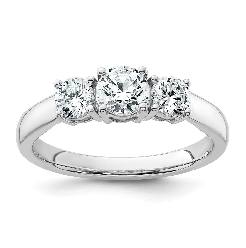 10K Yellow Gold 3/4ct Lab Grown Diamond VS+ F+ Round Complete 3 Stone Engagement Ring Size 5 – Elegant Jewelry Gift for Birthday, Anniversary, Engagement, Wedding