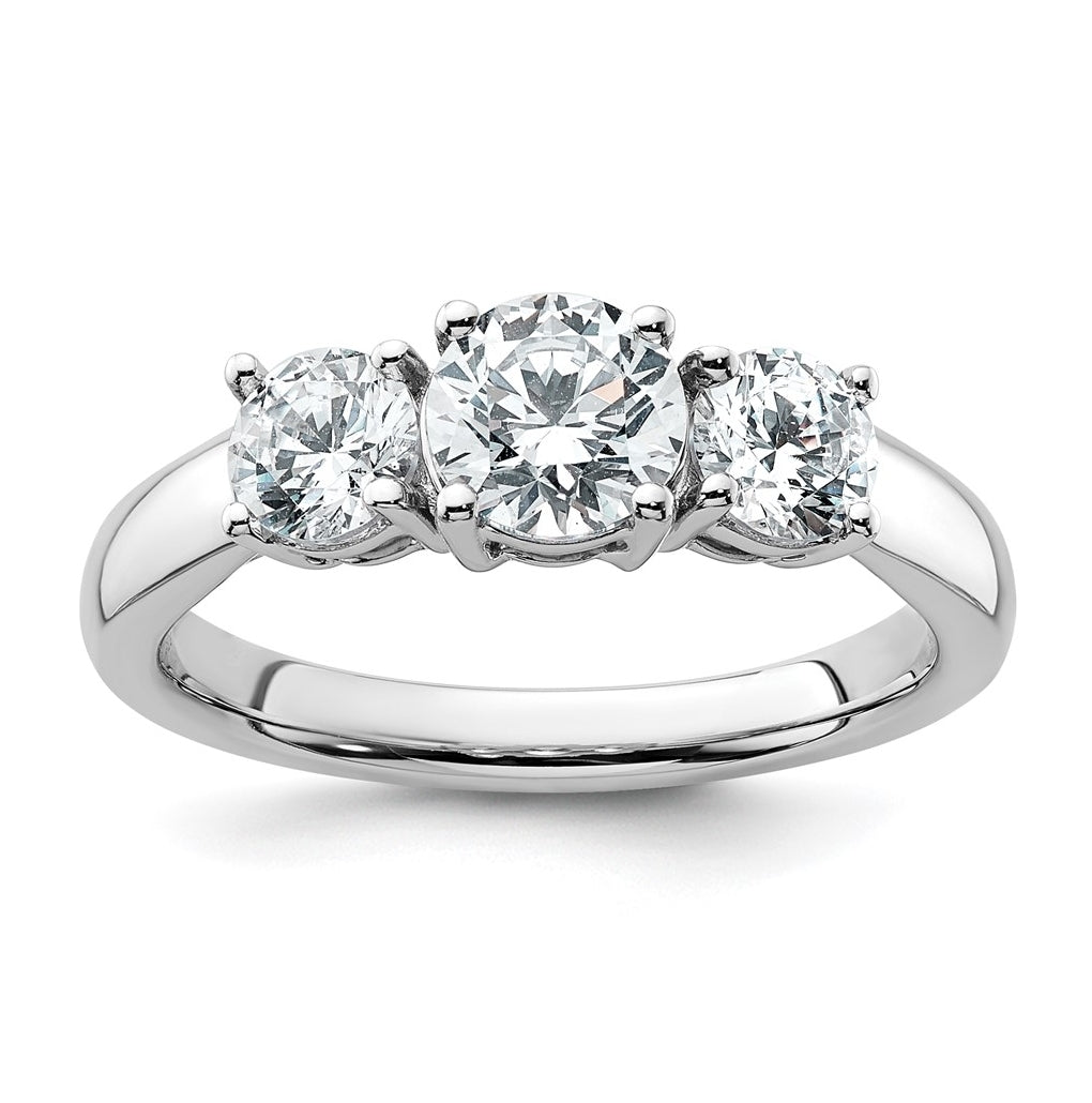 10K Yellow Gold 3/4ct Lab Grown Diamond VS+ F+ Round Complete 3 Stone Engagement Ring Size 5 – Elegant Jewelry Gift for Birthday, Anniversary, Engagement, Wedding