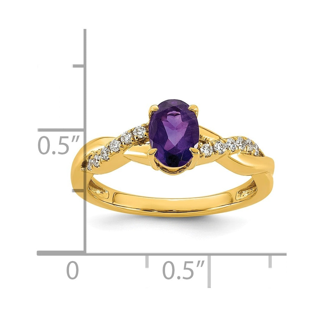 14K White Gold Oval Amethyst & Lab Grown Diamond VS/SI+ G+ February Birthstone Complete Ring – Elegant Jewelry Gift for Birthday, Anniversary, Engagement, Wedding