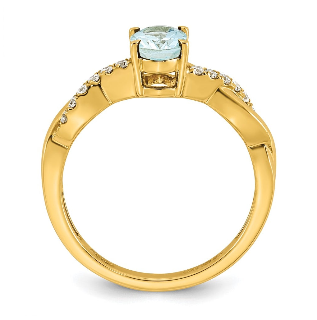 10K Yellow Gold Oval Amethyst & 1/10 Cttw Lab Grown Diamond VS/SI+ G+ February Birthstone Complete Ring – Elegant Jewelry Gift for Birthday, Anniversary, Engagement, Wedding