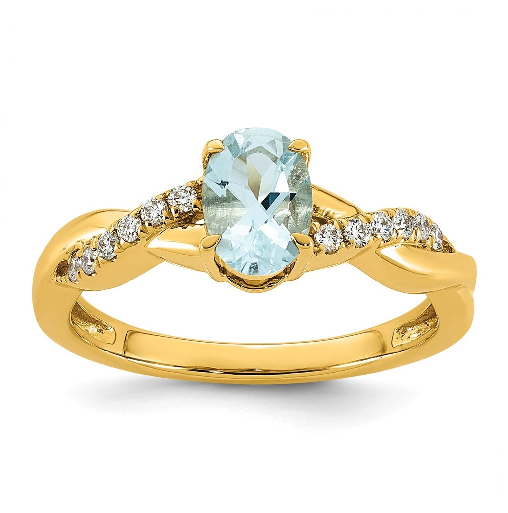 10K Yellow Gold Oval Amethyst & 1/10 Cttw Lab Grown Diamond VS/SI+ G+ February Birthstone Complete Ring – Elegant Jewelry Gift for Birthday, Anniversary, Engagement, Wedding