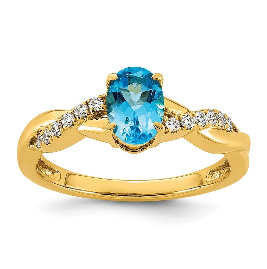 10K Yellow Gold Oval Amethyst & 1/10 Cttw Lab Grown Diamond VS/SI+ G+ February Birthstone Complete Ring – Elegant Jewelry Gift for Birthday, Anniversary, Engagement, Wedding