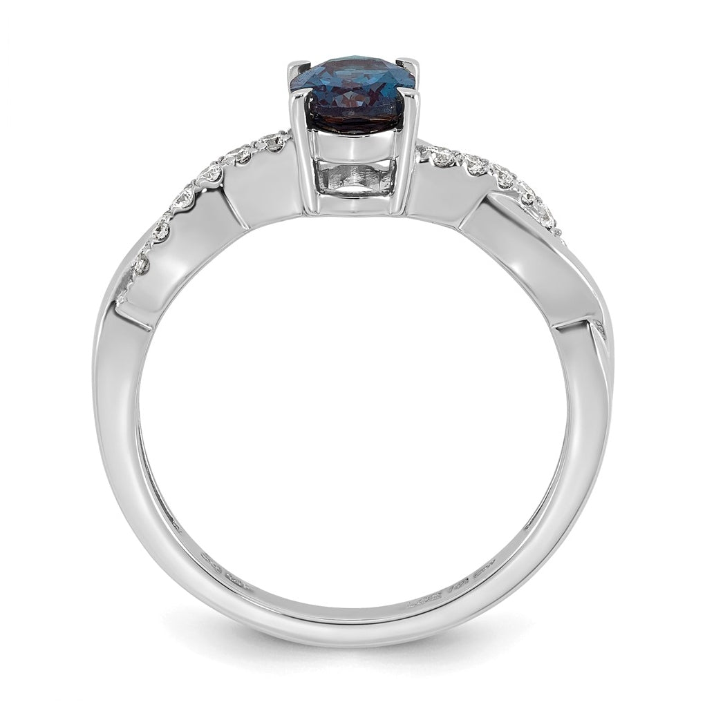 14K White Gold Oval Amethyst & Lab Grown Diamond VS/SI+ G+ February Birthstone Complete Ring – Elegant Jewelry Gift for Birthday, Anniversary, Engagement, Wedding