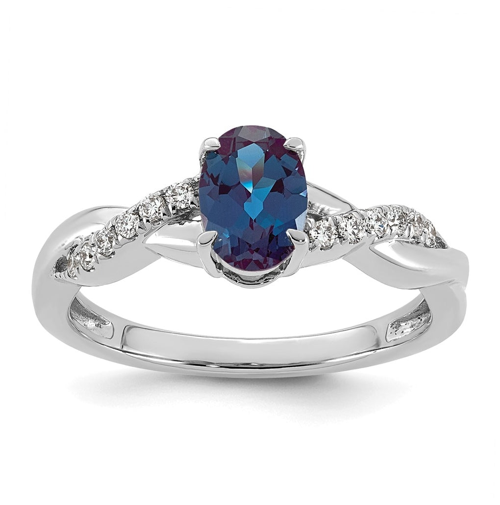14K White Gold Oval Amethyst & Lab Grown Diamond VS/SI+ G+ February Birthstone Complete Ring – Elegant Jewelry Gift for Birthday, Anniversary, Engagement, Wedding