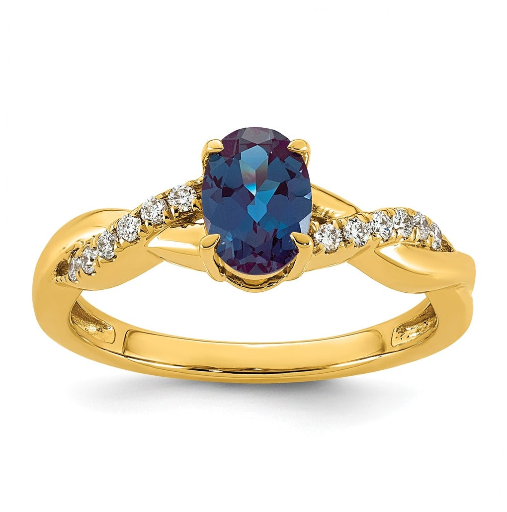 14K White Gold Oval Amethyst & Lab Grown Diamond VS/SI+ G+ February Birthstone Complete Ring – Elegant Jewelry Gift for Birthday, Anniversary, Engagement, Wedding
