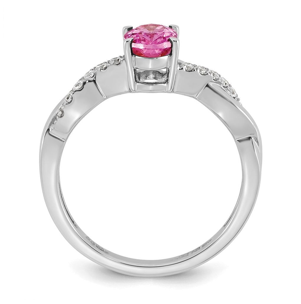 14K White Gold Oval Amethyst & Lab Grown Diamond VS/SI+ G+ February Birthstone Complete Ring – Elegant Jewelry Gift for Birthday, Anniversary, Engagement, Wedding