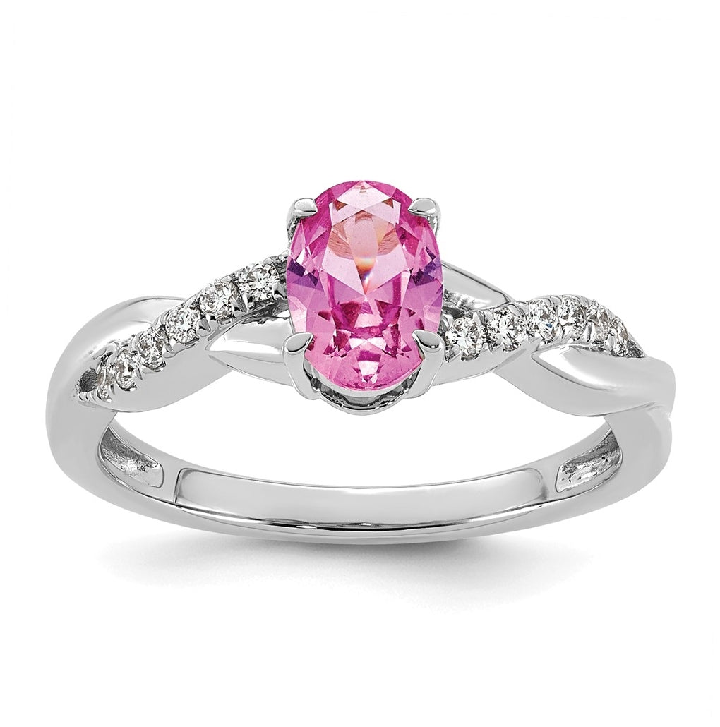 14K White Gold Oval Amethyst & Lab Grown Diamond VS/SI+ G+ February Birthstone Complete Ring – Elegant Jewelry Gift for Birthday, Anniversary, Engagement, Wedding