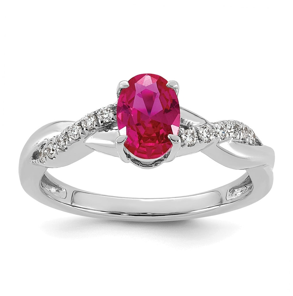 14K White Gold Oval Amethyst & Lab Grown Diamond VS/SI+ G+ February Birthstone Complete Ring – Elegant Jewelry Gift for Birthday, Anniversary, Engagement, Wedding
