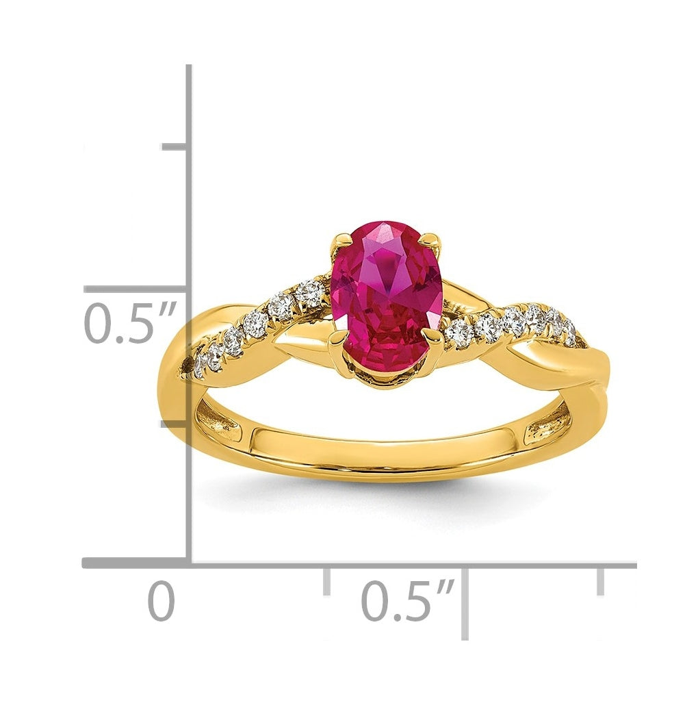 10K Yellow Gold Oval Amethyst & 1/10 Cttw Lab Grown Diamond VS/SI+ G+ February Birthstone Complete Ring – Elegant Jewelry Gift for Birthday, Anniversary, Engagement, Wedding