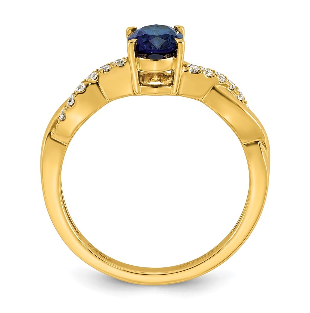 10K Yellow Gold Oval Amethyst & 1/10 Cttw Lab Grown Diamond VS/SI+ G+ February Birthstone Complete Ring – Elegant Jewelry Gift for Birthday, Anniversary, Engagement, Wedding