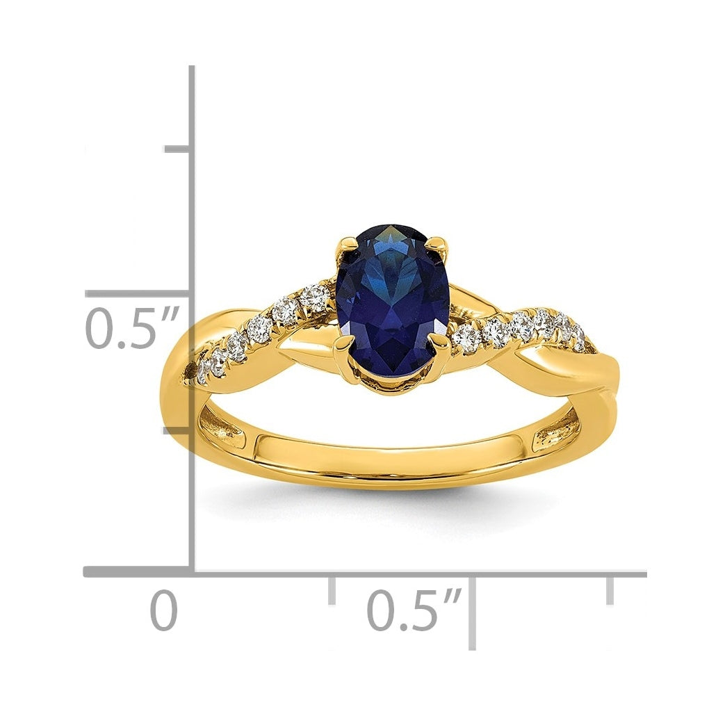 10K Yellow Gold Oval Amethyst & 1/10 Cttw Lab Grown Diamond VS/SI+ G+ February Birthstone Complete Ring – Elegant Jewelry Gift for Birthday, Anniversary, Engagement, Wedding