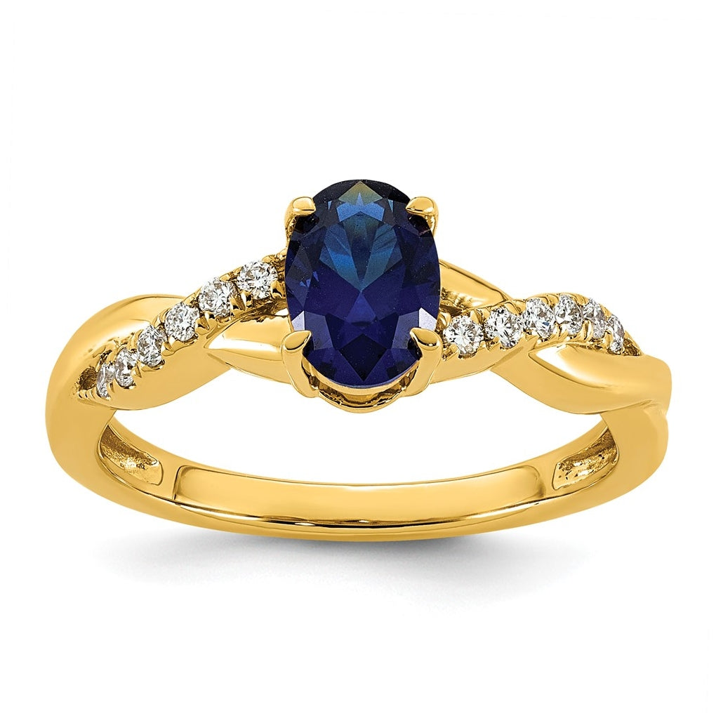 10K Yellow Gold Oval Amethyst & 1/10 Cttw Lab Grown Diamond VS/SI+ G+ February Birthstone Complete Ring – Elegant Jewelry Gift for Birthday, Anniversary, Engagement, Wedding