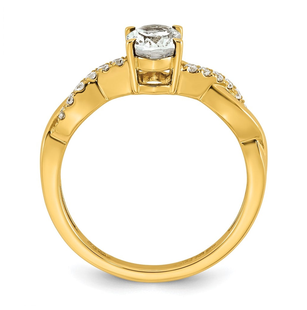 10K Yellow Gold Oval Amethyst & 1/10 Cttw Lab Grown Diamond VS/SI+ G+ February Birthstone Complete Ring – Elegant Jewelry Gift for Birthday, Anniversary, Engagement, Wedding