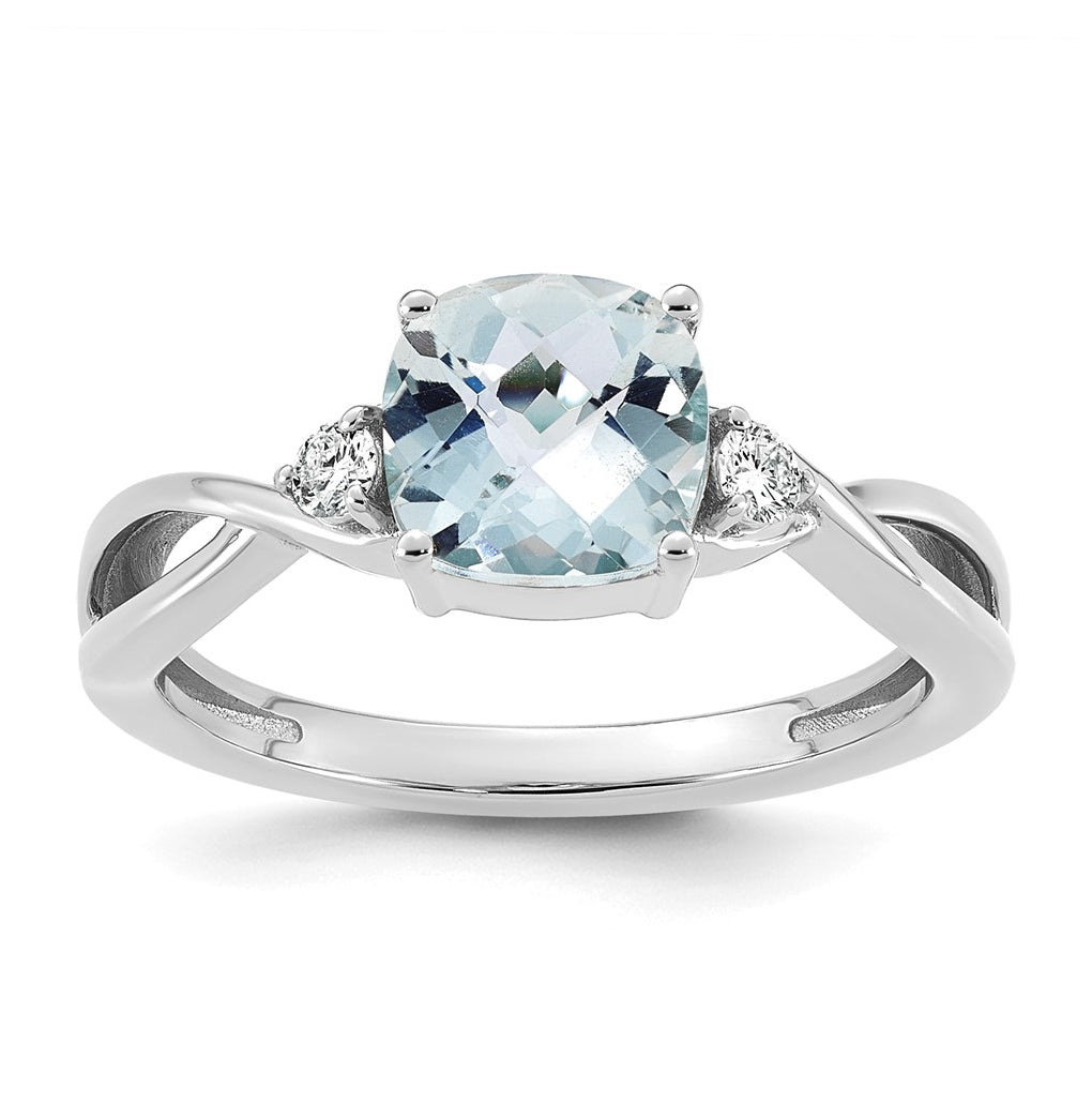 14K White Gold Checkerboard Amethyst & Lab Grown Diamond VS/SI+ G+ February Birthstone Complete Ring – Elegant Jewelry Gift for Birthday, Anniversary, Engagement, Wedding