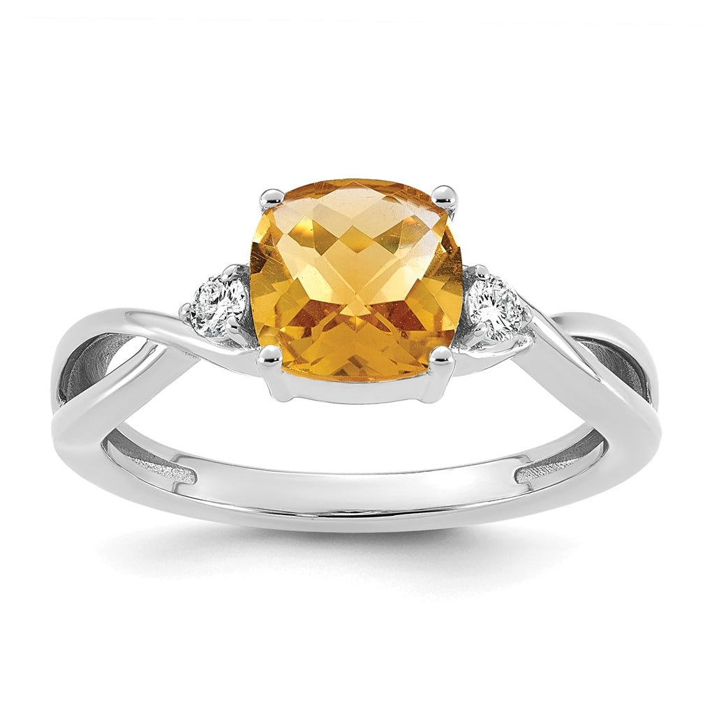 14K White Gold Checkerboard Amethyst & Lab Grown Diamond VS/SI+ G+ February Birthstone Complete Ring – Elegant Jewelry Gift for Birthday, Anniversary, Engagement, Wedding