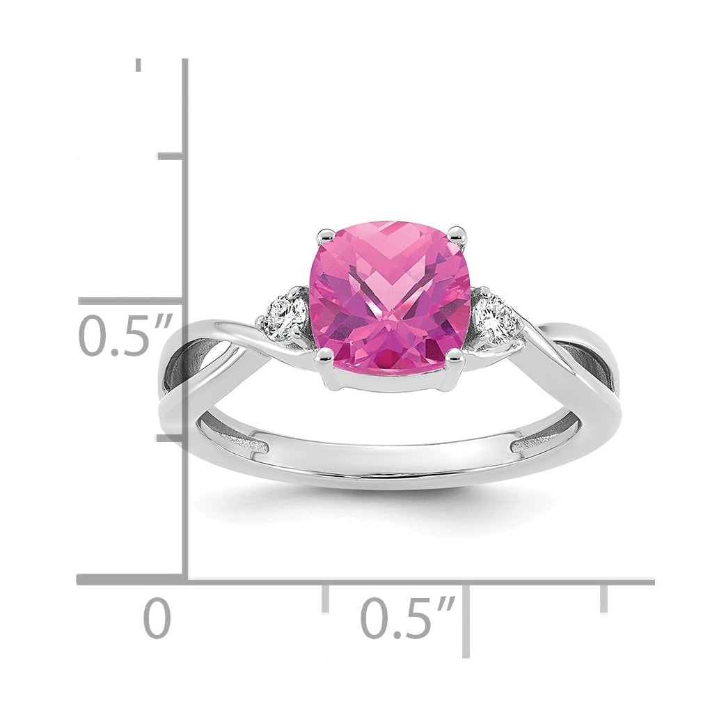 14K White Gold Checkerboard Amethyst & Lab Grown Diamond VS/SI+ G+ February Birthstone Complete Ring – Elegant Jewelry Gift for Birthday, Anniversary, Engagement, Wedding