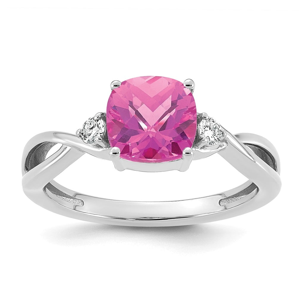 14K White Gold Checkerboard Amethyst & Lab Grown Diamond VS/SI+ G+ February Birthstone Complete Ring – Elegant Jewelry Gift for Birthday, Anniversary, Engagement, Wedding